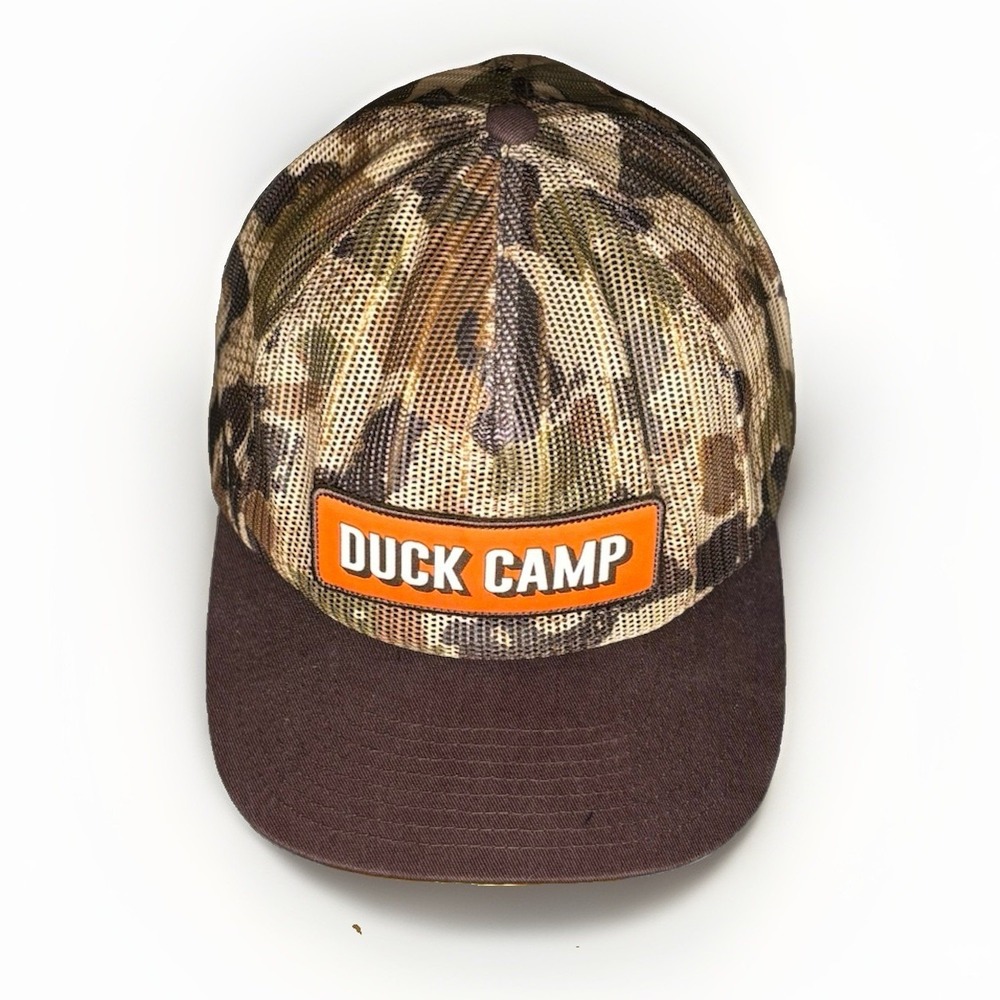 Duck Camp Midland Camo Trucker Hat Orange Patch Mesh Snapback Hunting Cap